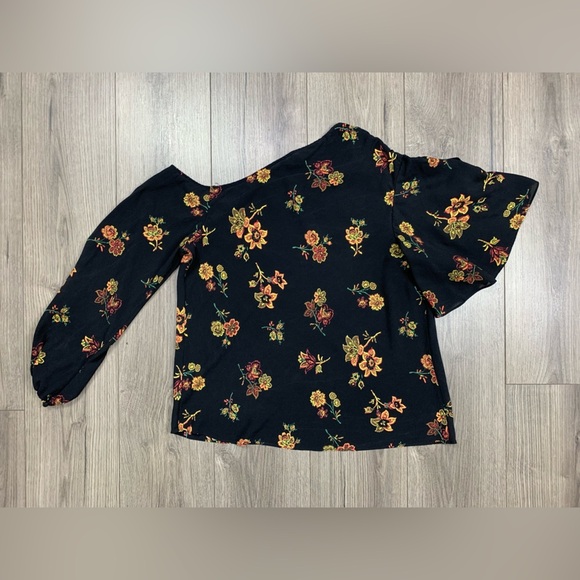 A.L.C. Marissa Floral Silk Blouse Asymmetrical Sz‎ 10 - Picture 11 of 12